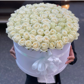  доставка цветов в АнталияТурция 101 белые розы в коробке